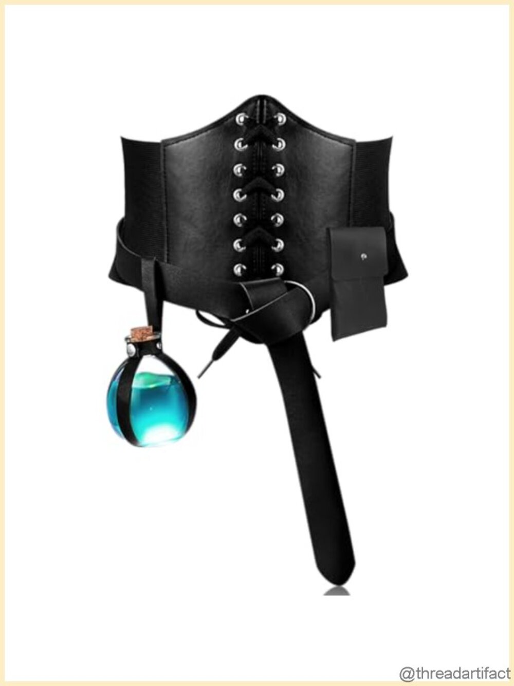 4PCS Pirate Corset Belt Set Artificial Leather with Glass Potion Bottle